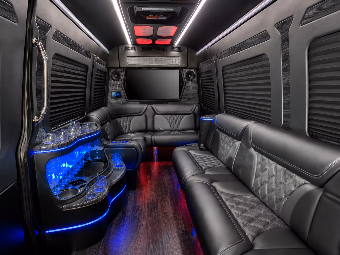 overland park 25 passenger party bus interior