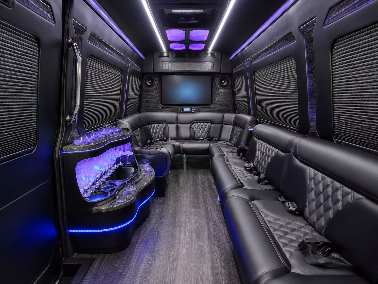 overland park 40 passenger party bus interior